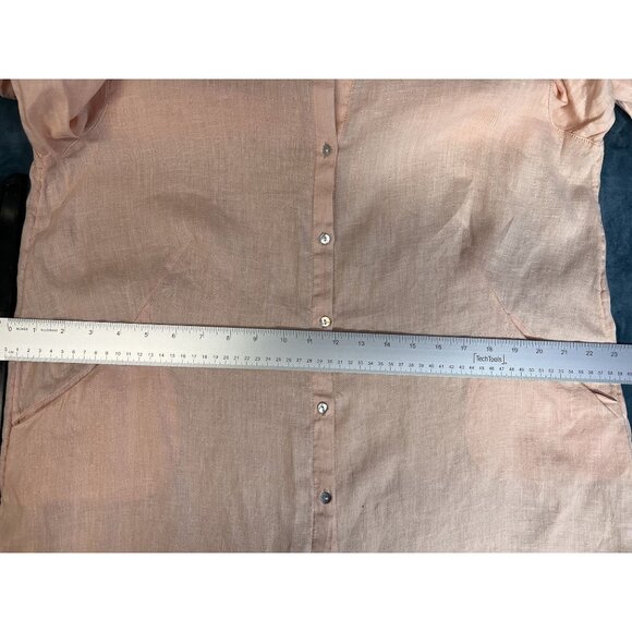 SIGRID OLSEN LINEN Button-Down Long Sleeve Tunic Shirt Womens L Peach CASUAL - Picture 7 of 10